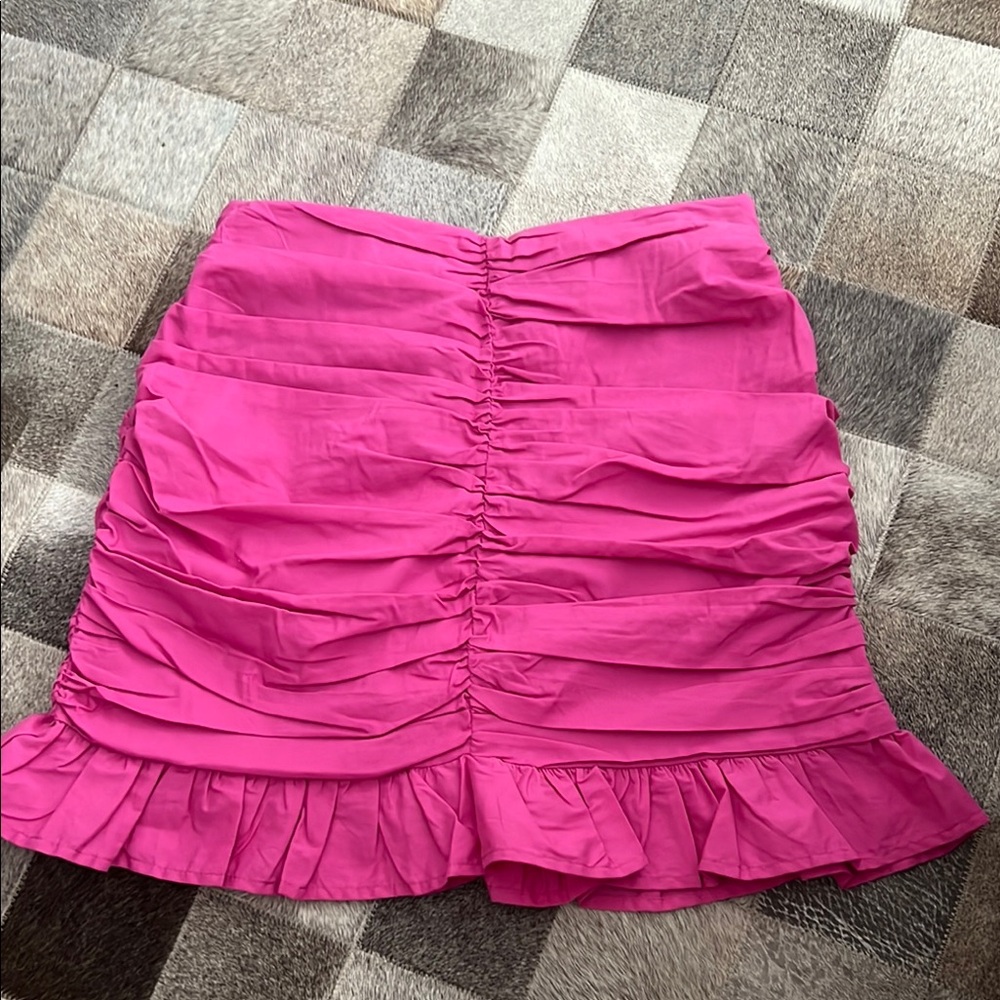 Japna Pink Mini Bubble Skirt with Ruffled Hem for Night Out